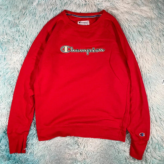 Red Champion Sweatshirt Spellout - Medium
