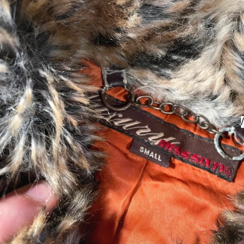 Vintage Y2K Miss Sixty Faux Fur Leather Jacket - Small