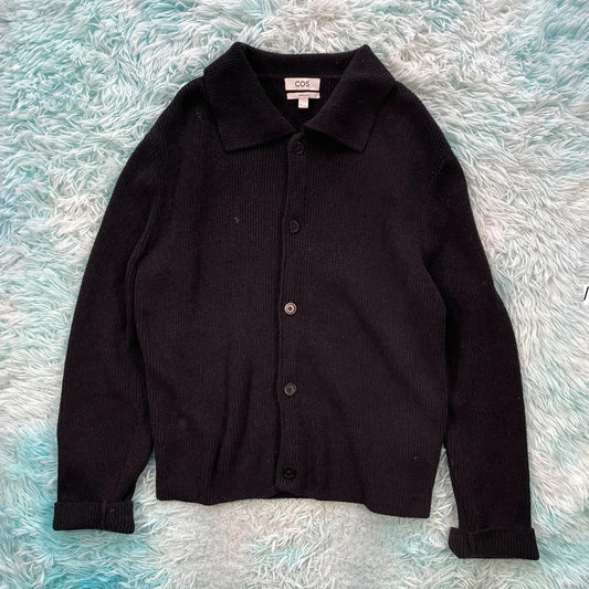 Black Cos Knitted Jumper Cardigan - Large