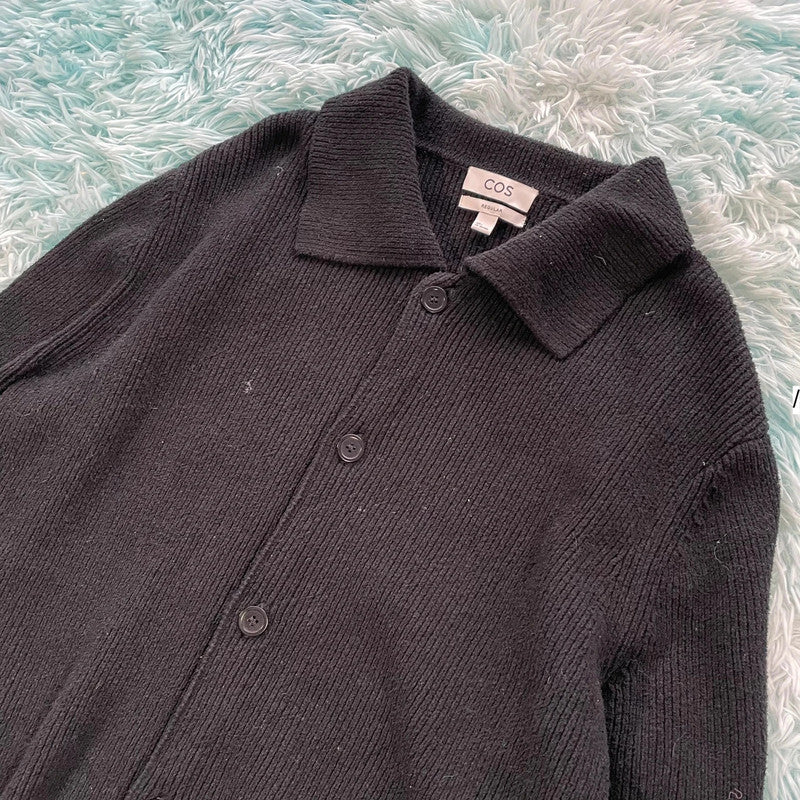 Black Cos Knitted Jumper Cardigan - Large