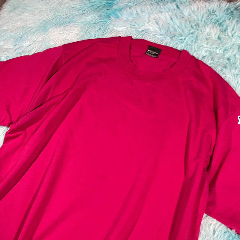 Vintage 90s Pink Screen Stars Blank T Shirt - XL