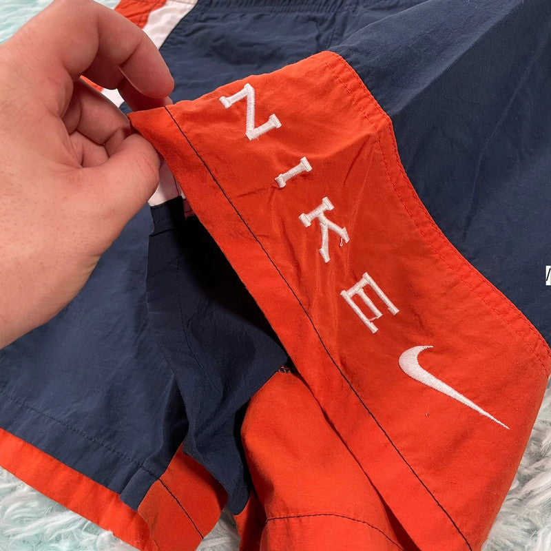 Vintage 90s Navy & Orange Nike Swim Shorts - XL