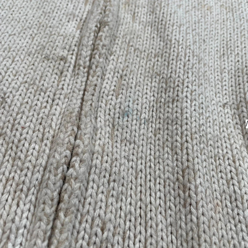 Vintage 00s Cream Knitted Hooded Jumper - Large