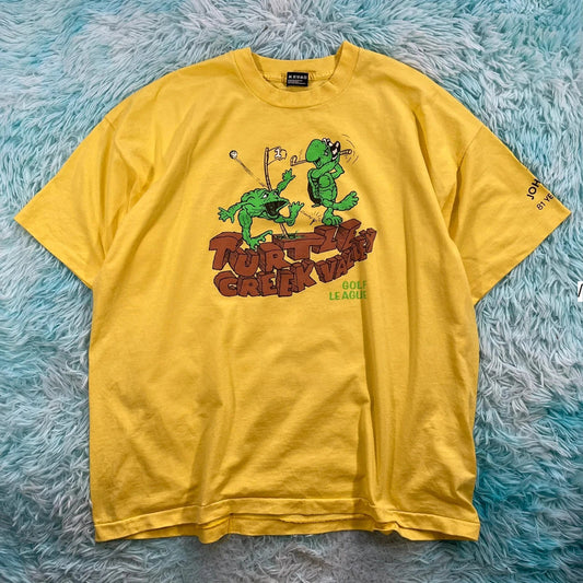 Vintage 90s Yellow Turtle Creek Valley Golf Graphic T Shirt - XXL