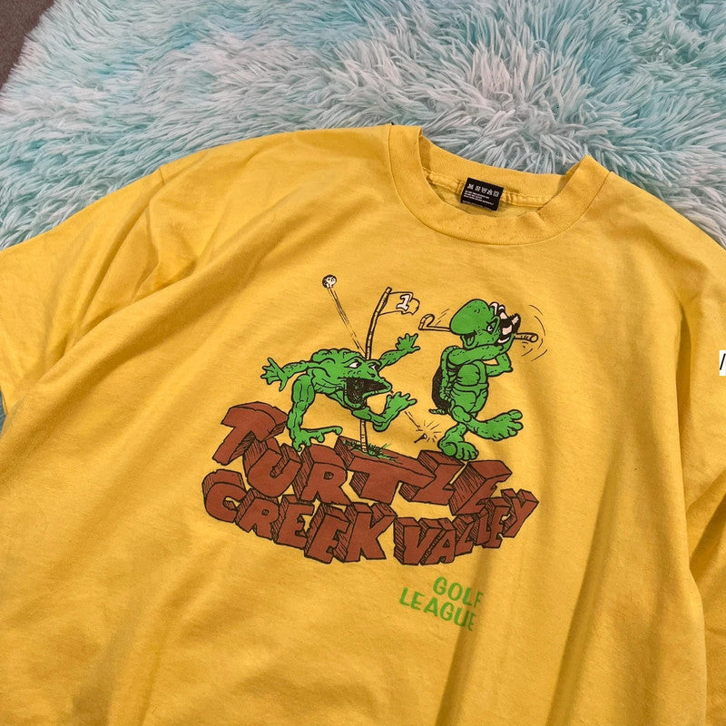 Vintage 90s Yellow Turtle Creek Valley Golf Graphic T Shirt - XXL