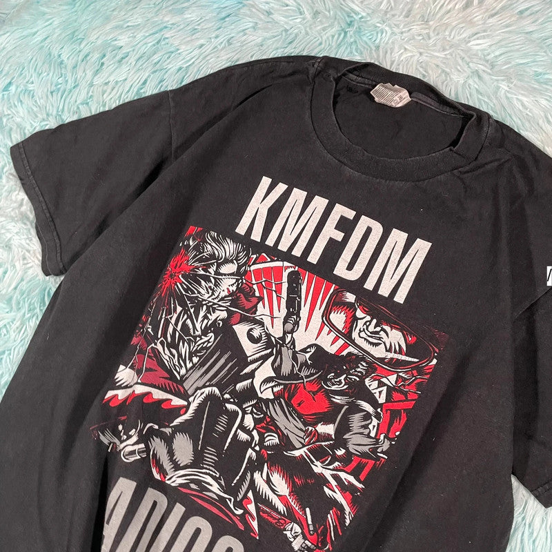 Vintage 90s Black KMFDM Band T Shirt Adios - Large