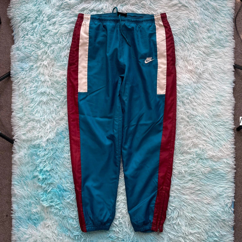 Vintage Retro Blue Nike Tracksuit Bottoms - Medium