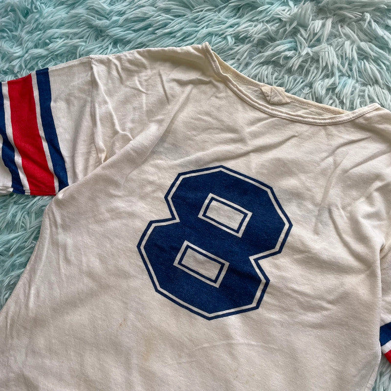 Vintage 70s Varsity Graphic T Shirt Blue Bombers - Large