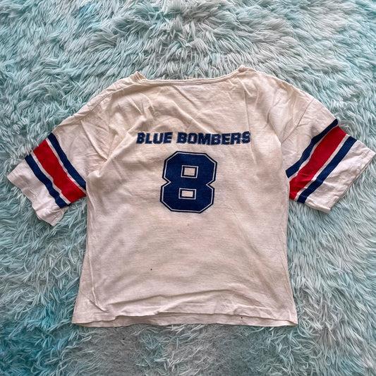 Vintage 70s Varsity Graphic T Shirt Blue Bombers - Large