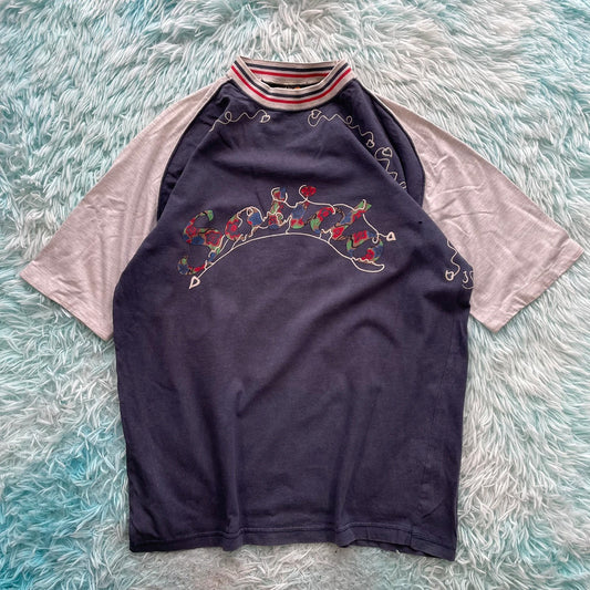 Vintage 90s Navy Graphic T shirt - Large
