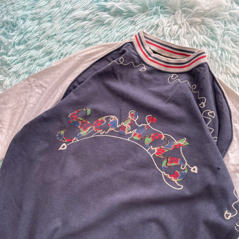 Vintage 90s Navy Graphic T shirt - Large