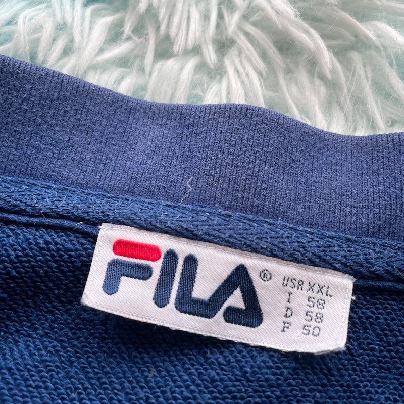 Vintage 90s Navy Fila 1/4 Zip Sweatshirt - XXL