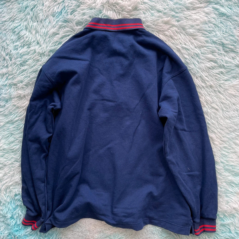 Vintage 90s Navy Fila 1/4 Zip Sweatshirt - XXL