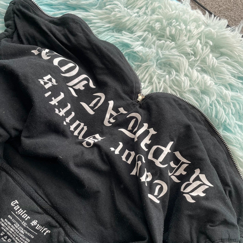 Black Taylor Swift Reputation Hoodie Zip Snake - XXL
