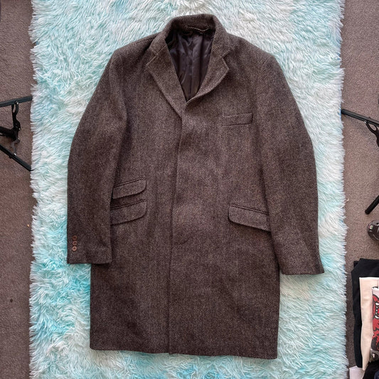Vintage Walker Slater Harris Tweed Coat Herringbone - XL