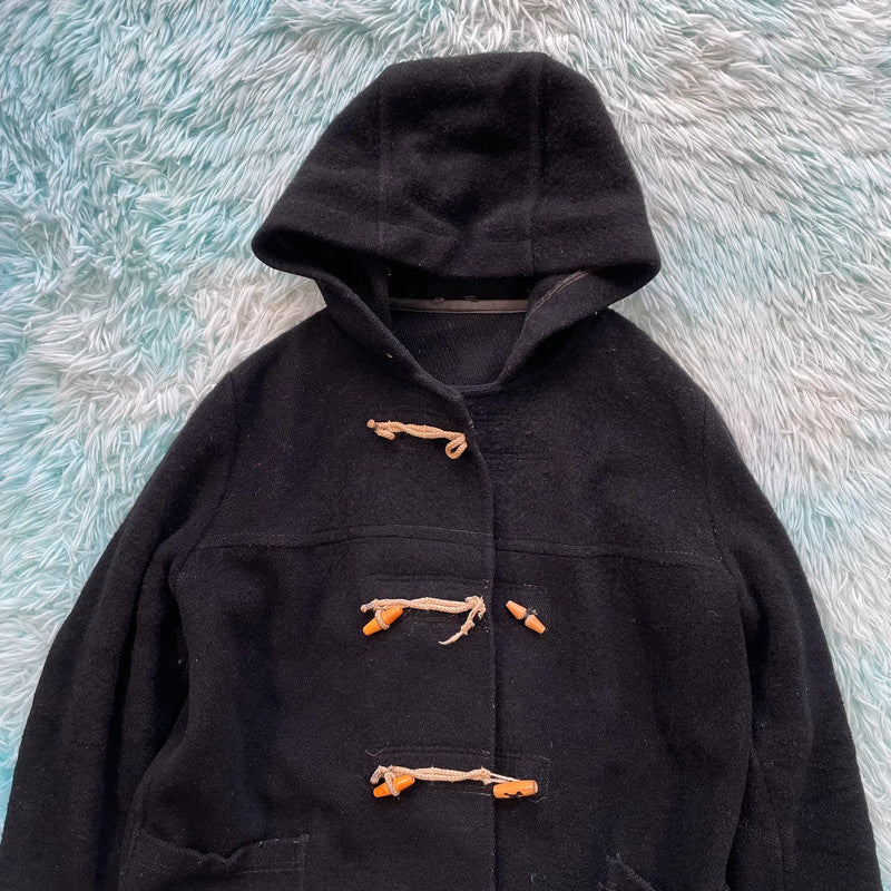Vintage 70s Black Sea Duffle Coat - Large