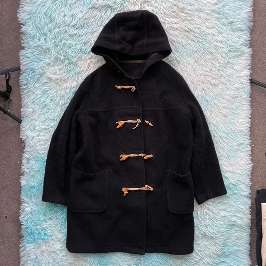 Vintage 70s Black Sea Duffle Coat - Large