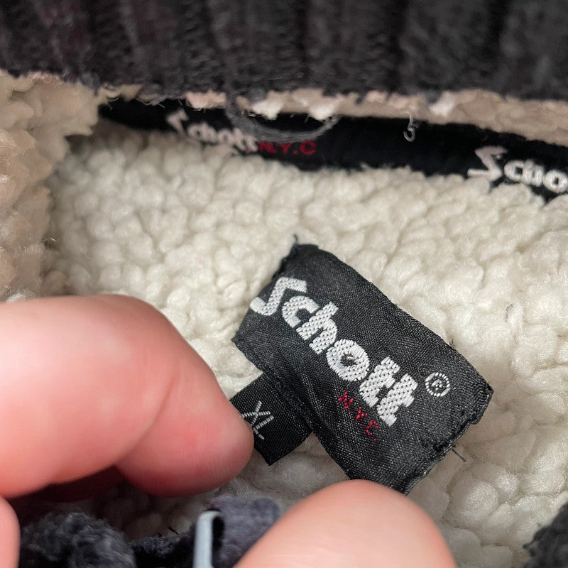 Vintage Black Schott NYC Sherpa Fleece - XL