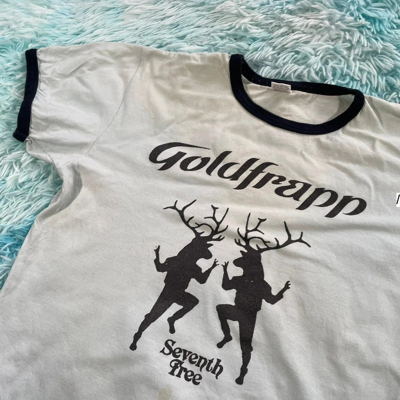 Vintage 00s Goldfrapp T Shirt Ringer Baby tee - Medium