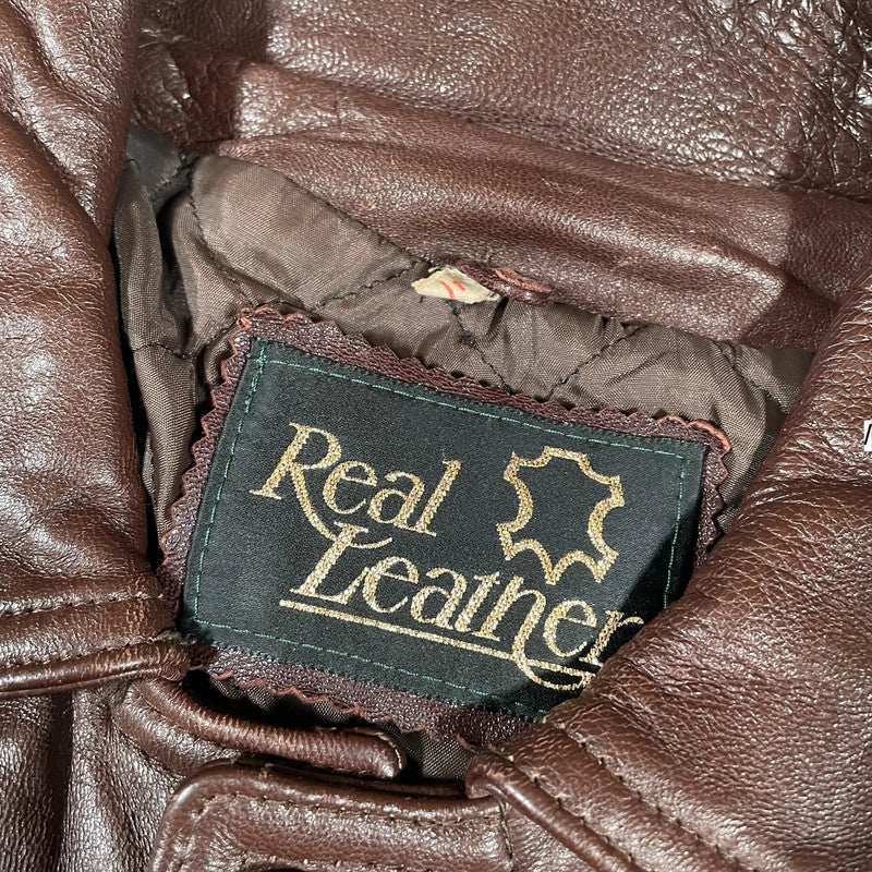 Vintage 90s Brown Leather Jacket - Large