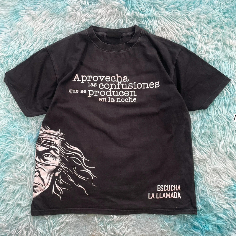 Vintage Black Spanish Graphic T Shirt - Large