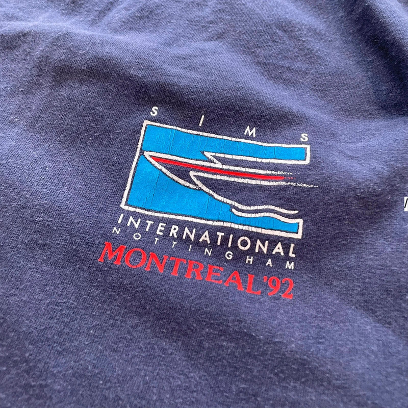 Vintage 90s Navy Montreal Tech Graphic T Shirt - XL