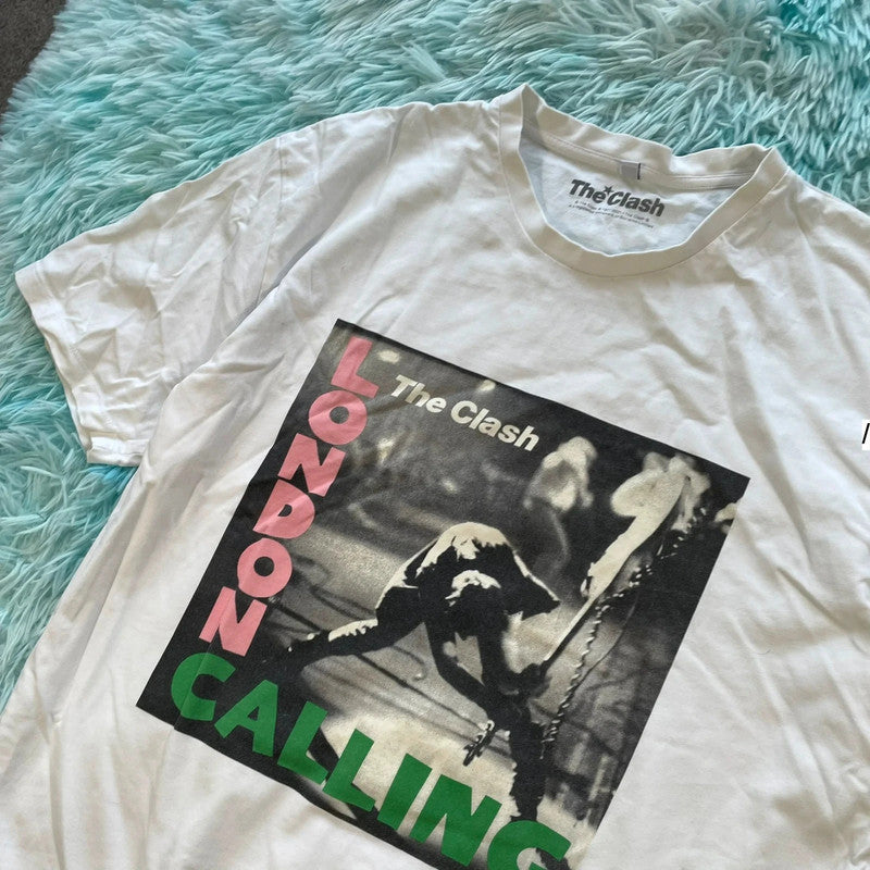 White The Clash London Calling T Shirt - Large