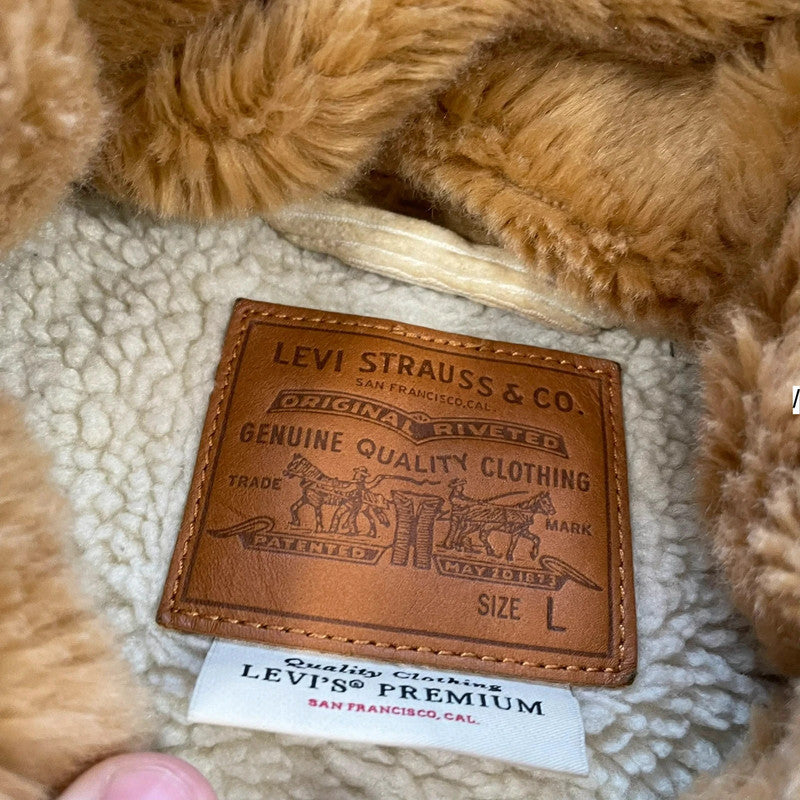 Cream Levi’s Corduroy Sherpa Trucker Jacket - Large