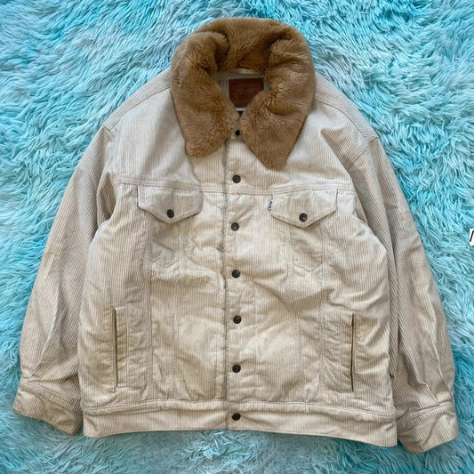 Cream Levi’s Corduroy Sherpa Trucker Jacket - Large