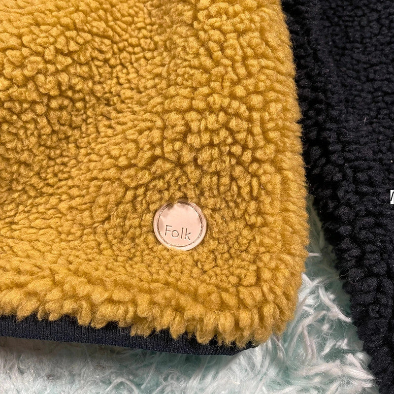 Navy & Cream Folk Fleece Hoodie - XS