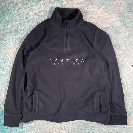 Navy Nautica Sailing 1/4 Zip Fleece Jumper - Large