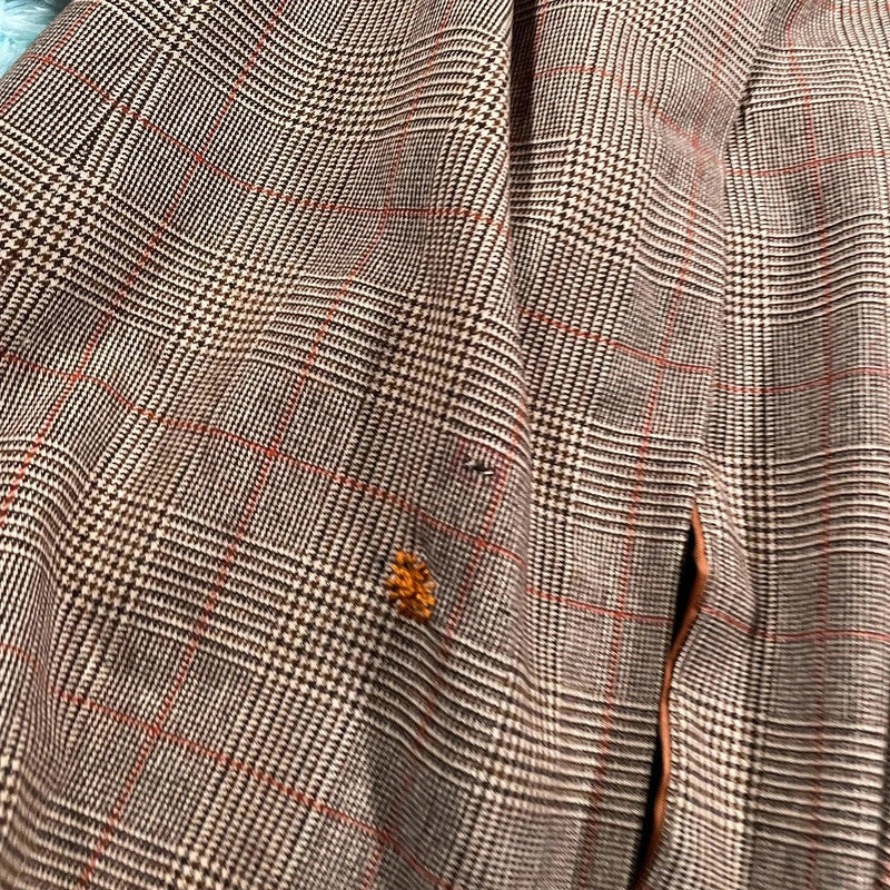 Vintage 90s Austin Reed Chequered Wool Trench Coat - XL