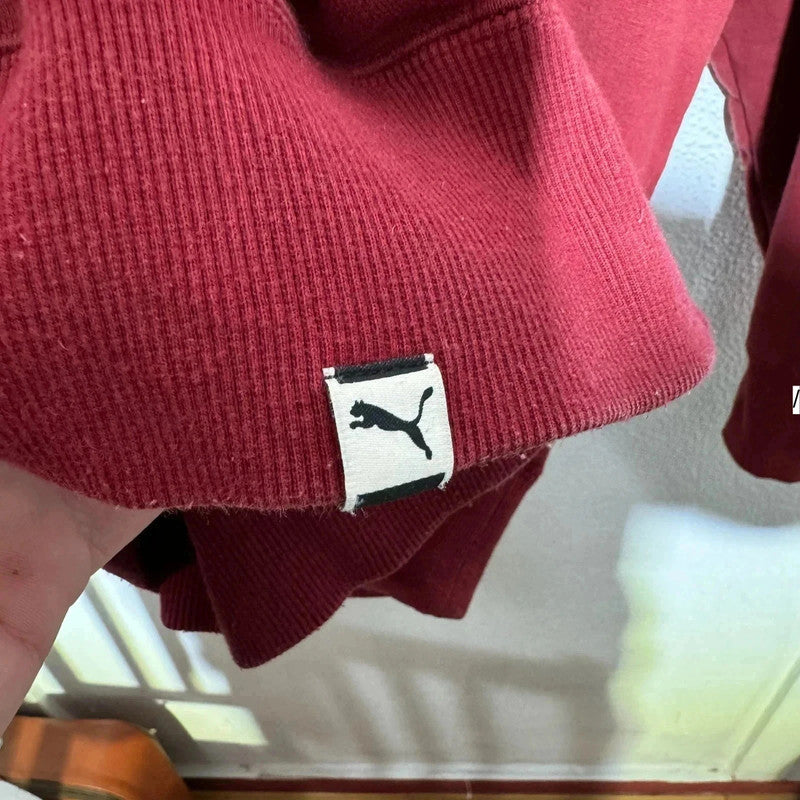 Burgundy Red Puma Hoodie Plain - Medium