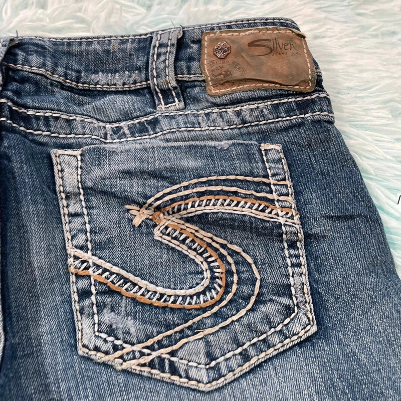 Vintage Y2K Silver Denim Jean Shorts Jorts Hot Pants - 31W