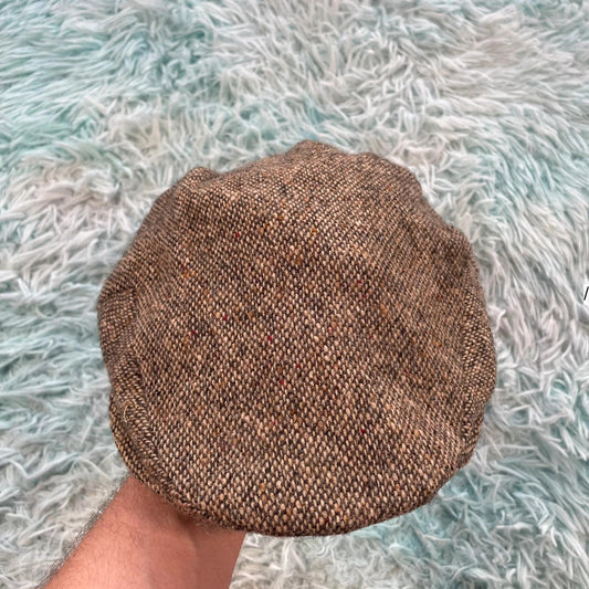 Vintage 90s Brown Donegal Tweed Flatcap Hat - M