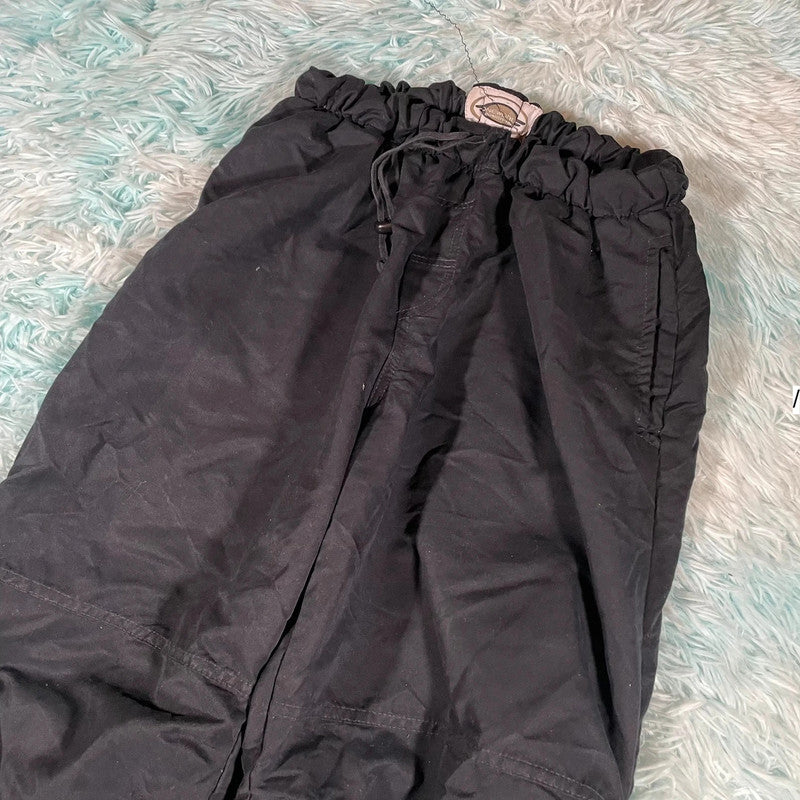 Vintage 90s Black Baggy Surfwear Tracksuit Bottoms - Large