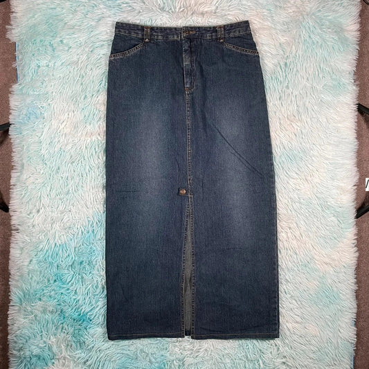 Vintage 90s Long Denim Skirt Pencil - Size 8