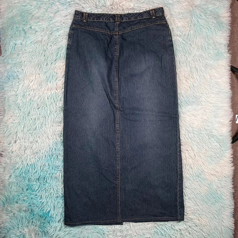 Vintage 90s Long Denim Skirt Pencil - Size 8