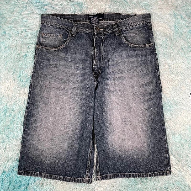 Vintage 90s Blue Baggy Jean Shorts Jorts - 38W