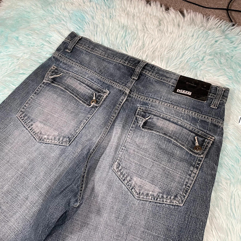 Vintage 90s Blue Baggy Jean Shorts Jorts - 38W