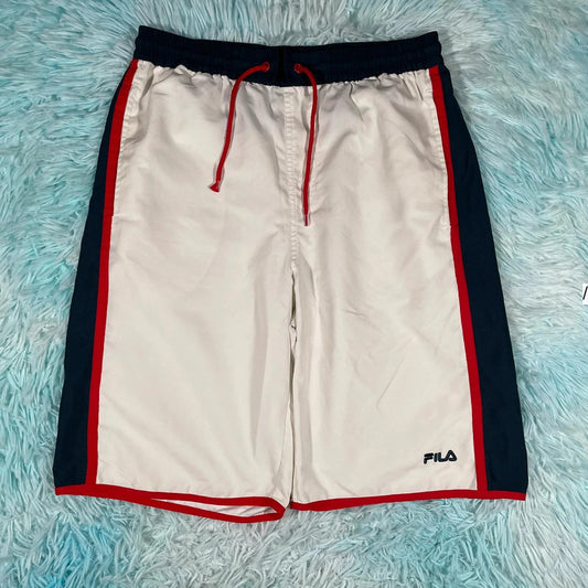 Vintage White & Navy Fila Running Shorts - Medium