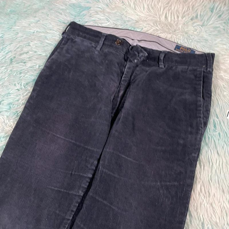 Navy Polo Ralph Lauren Corduroy Trousers - 30W 30L