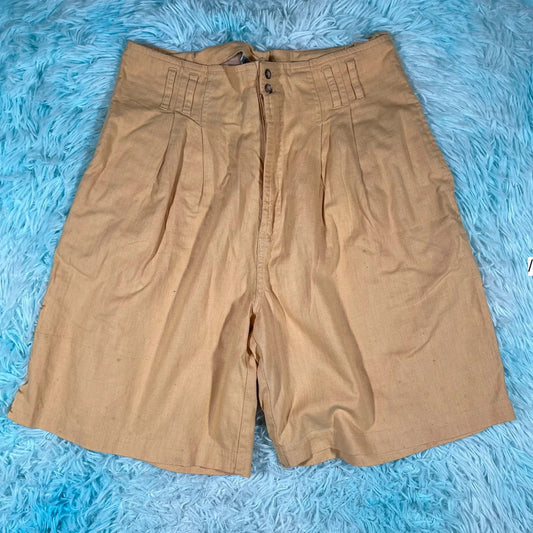 Vintage 90s Yellow Justin Allen Linen Shorts - Size 14