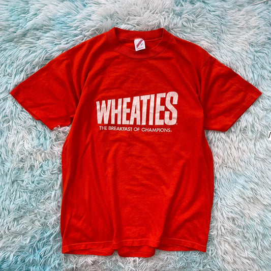Vintage 90s Orange Wheaties Cereal Graphic T Shirt - Large