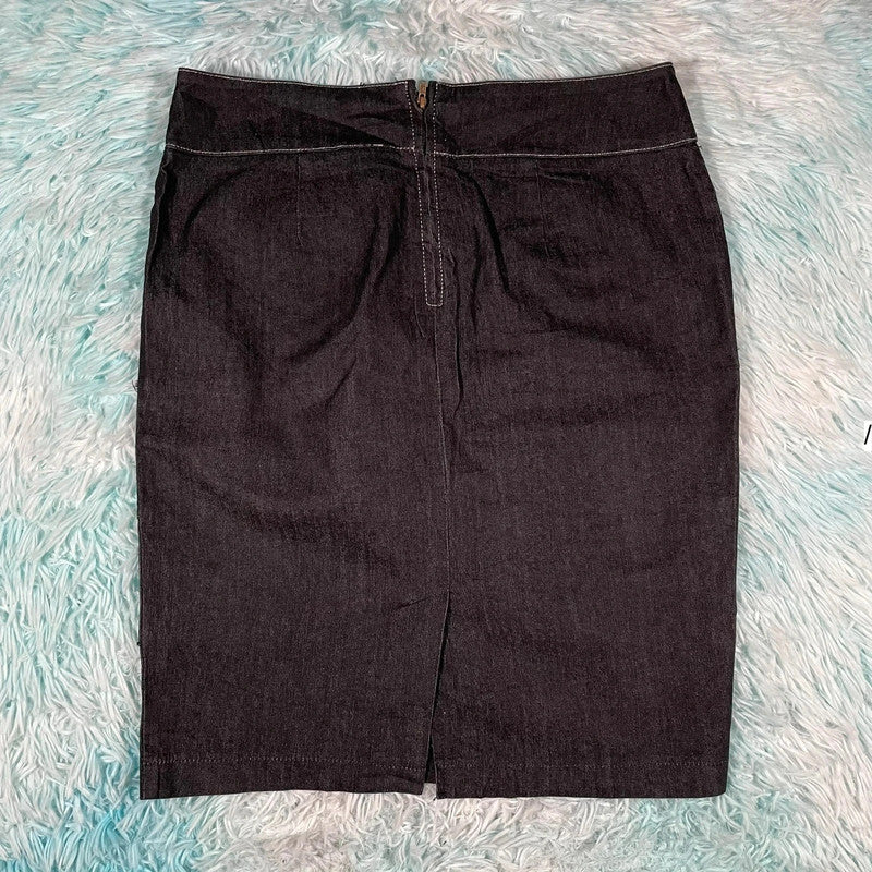 Vintage Black Pinstriped Midi Skirt - Size 12