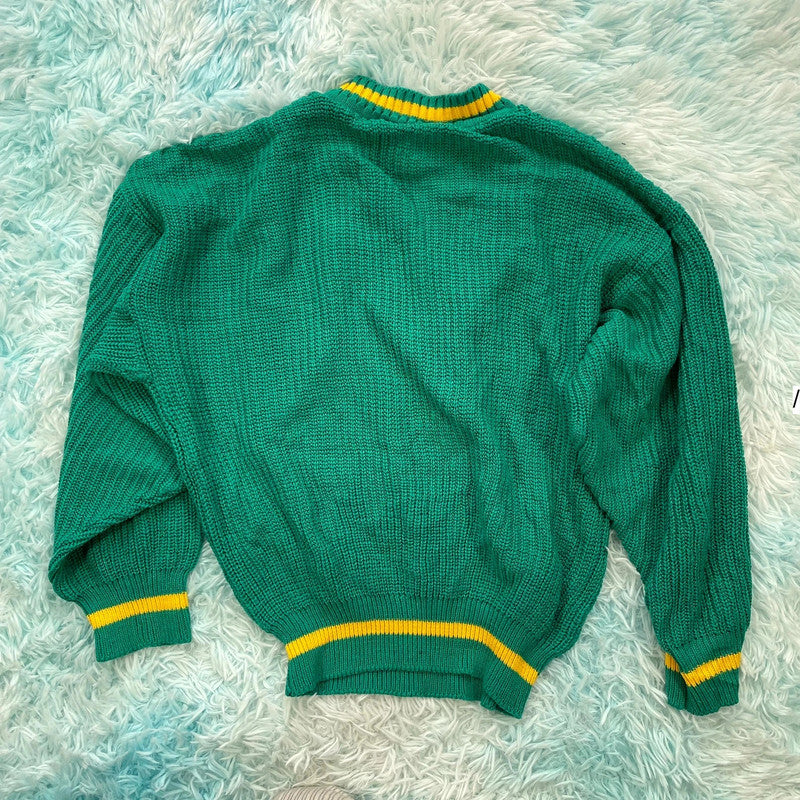 Vintage 90s Rare Adidas Knitted Jumper V Neck - Medium