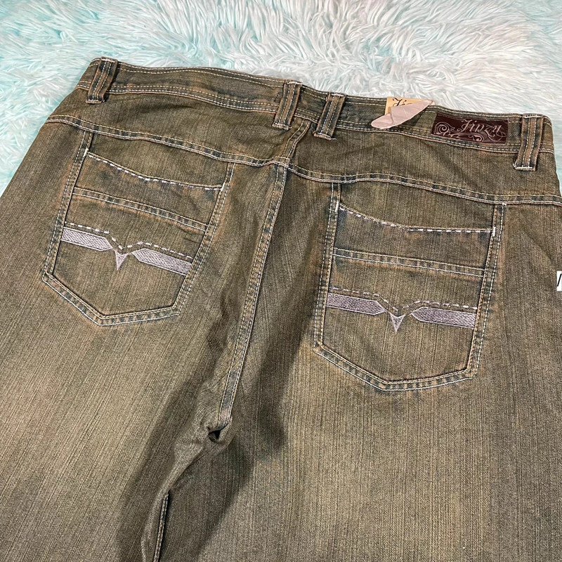 Vintage Grey Baggy Jean Shorts Jorts - 42W