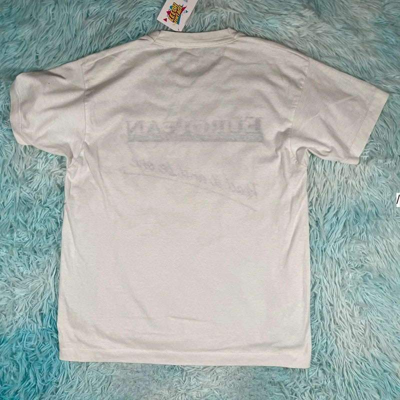 Vintage 80s White The European Graphic T Shirt - Large