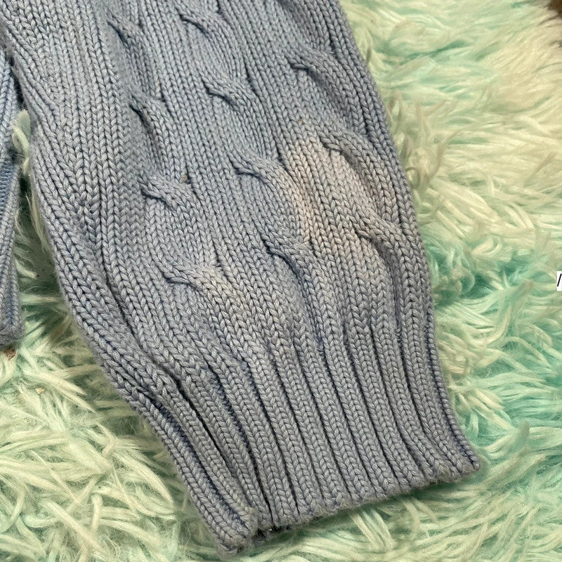 Vintage Baby Blue Polo Ralph Lauren Cable Knit Jumper - XXL