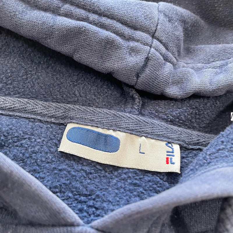 Vintage 00s Navy Fila Hoodie Spellout - Large